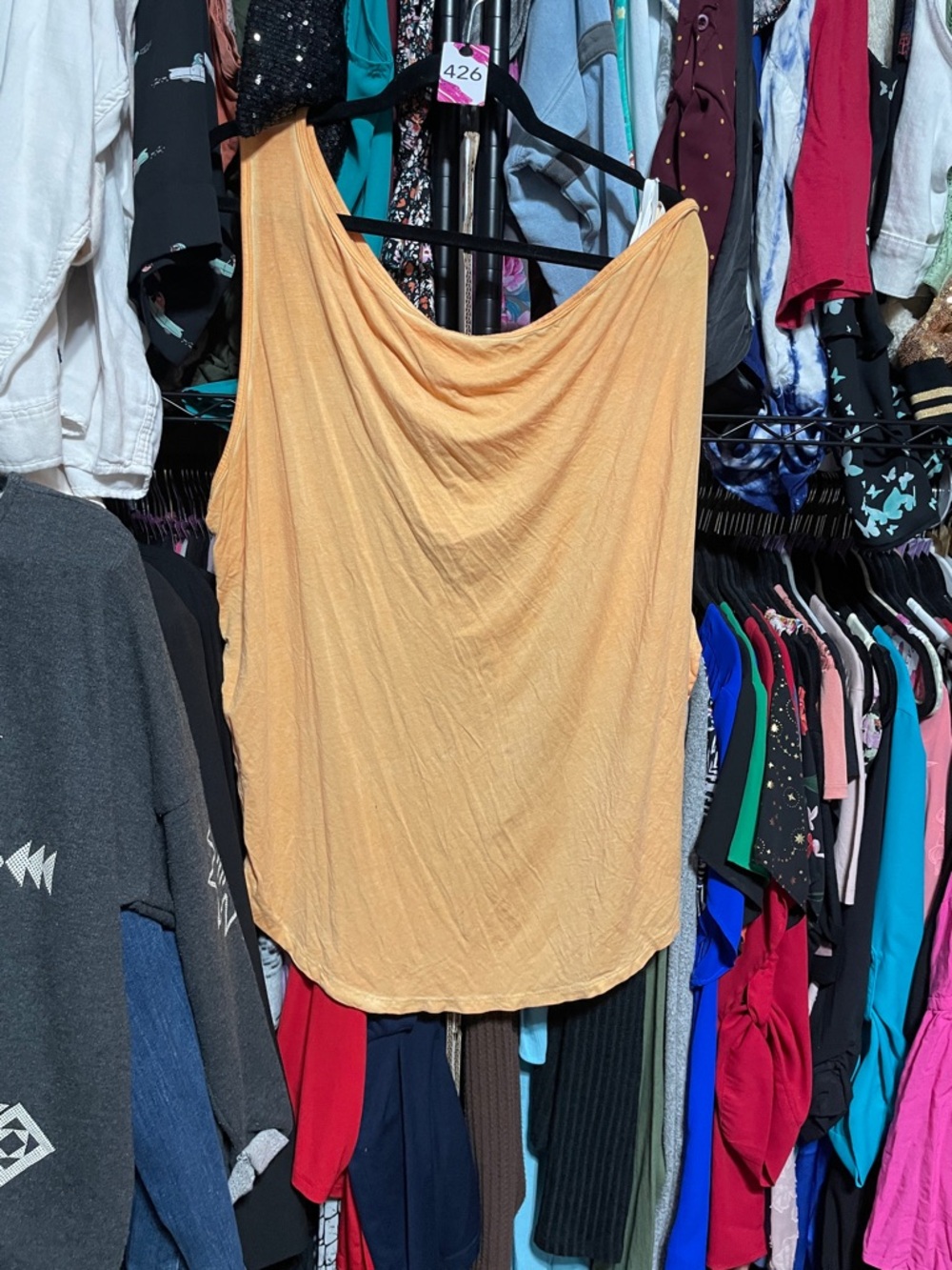 #426 size 4 torrid super soft knit One-Shoulder Draped tunic Tank Top - Peach